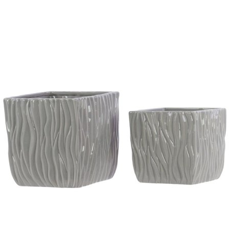 CHEUNGS Rippled Ceramic Planter; Gray 5660GR